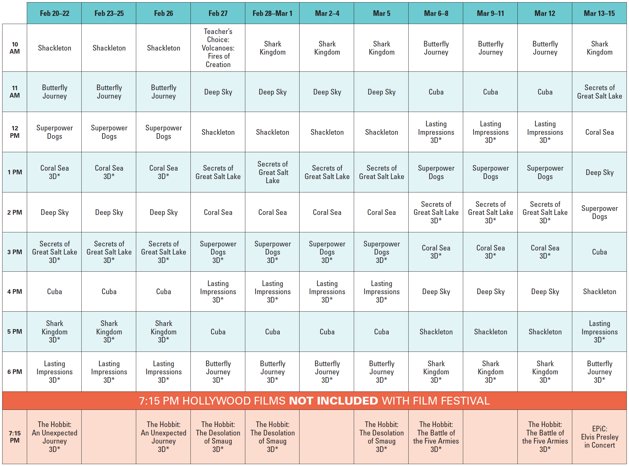 Film Festival Schedule